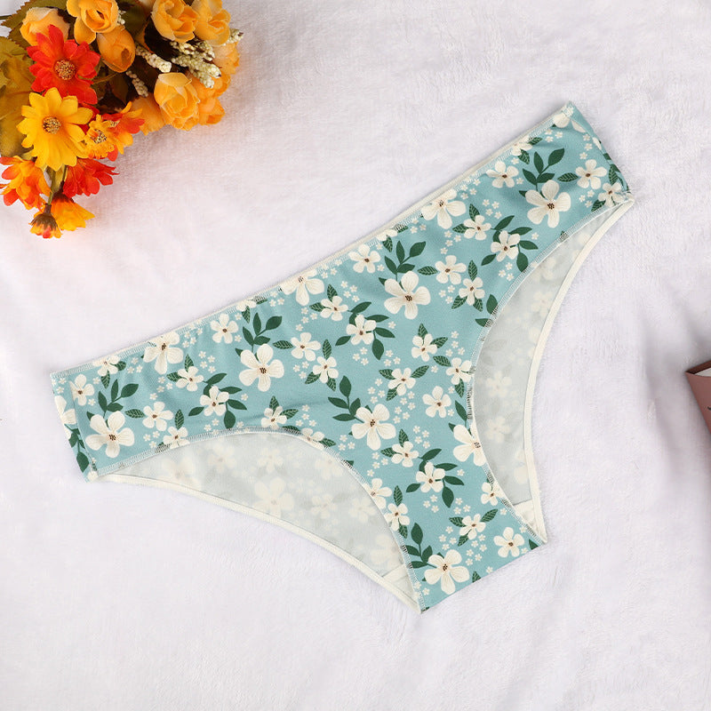 Freedombeauty | Printed Underwear Women's Cotton Bottom-Grade Low Waist Sexy Shorts Pattern Traceless Ventilation Briefs