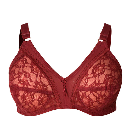 Freedombeauty | Full Cup without Steel Ring European and American Style Lace Ultra-Thin plus Size Bra Big Chest Show Sexy Underwear BC Cup