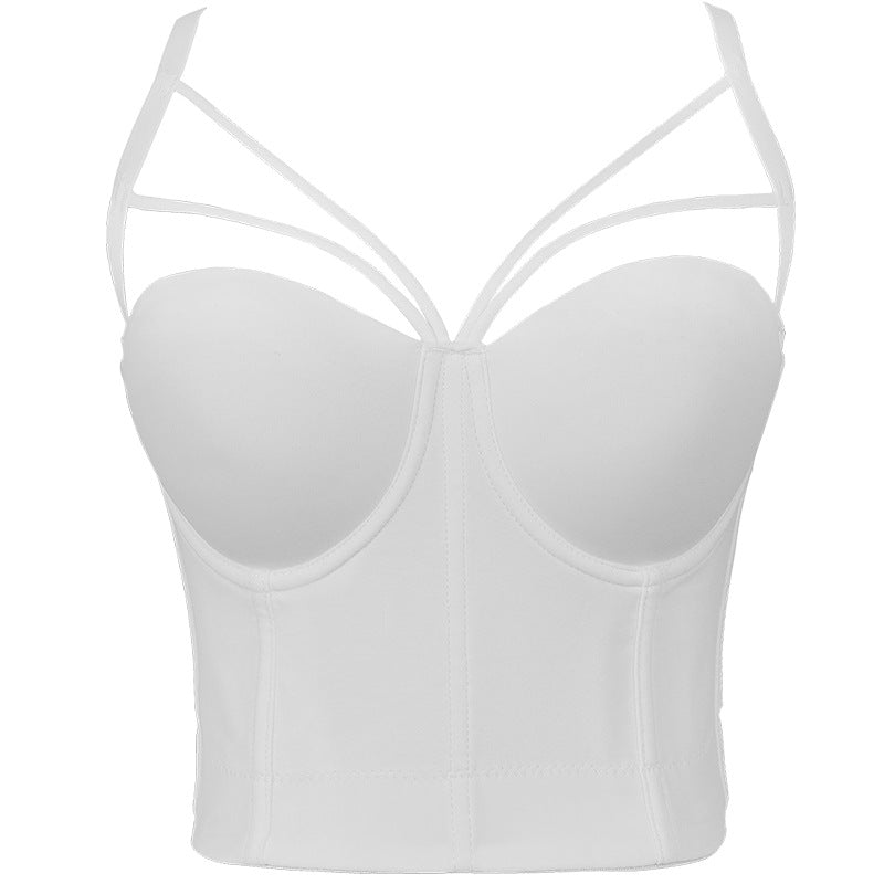freedombeauty｜Pure desire wind sling vest women's with steel ring shaping bra sexy halter back beautiful back wear DB566