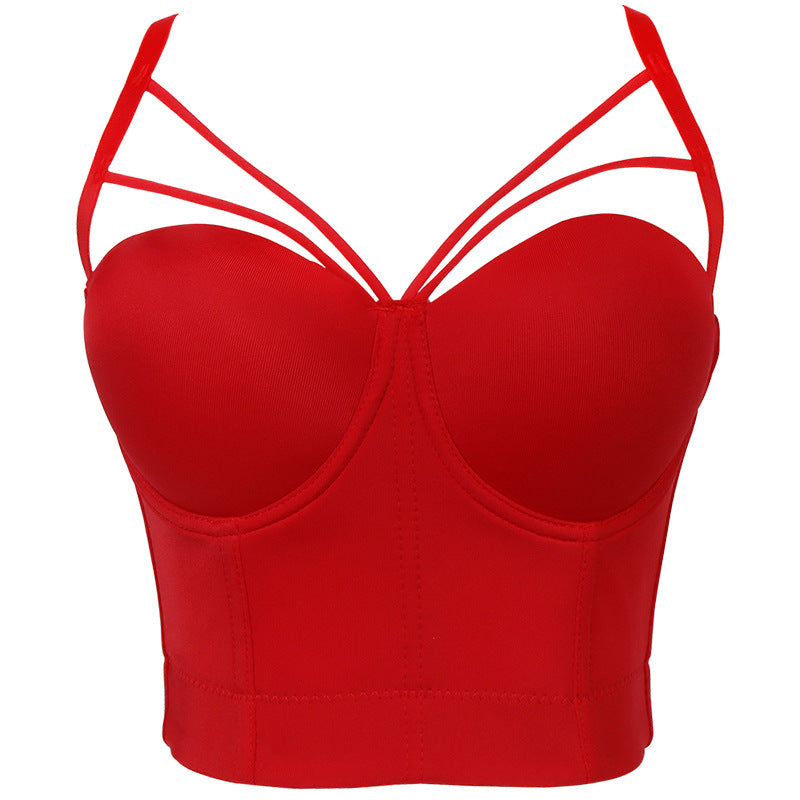 freedombeauty｜Pure desire wind sling vest women's with steel ring shaping bra sexy halter back beautiful back wear DB566