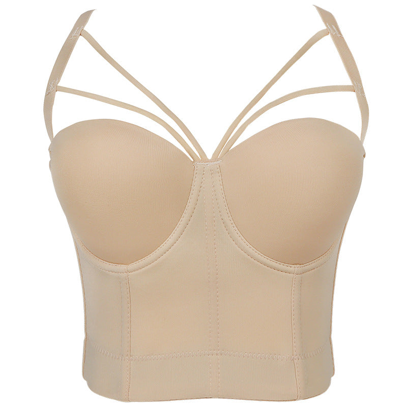 freedombeauty｜Pure desire wind sling vest women's with steel ring shaping bra sexy halter back beautiful back wear DB566
