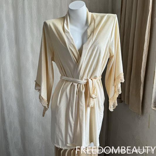 FREEDOMBEAUTY | 8006 velvet nightgown, Korean velvet nightgown, lace nightgown