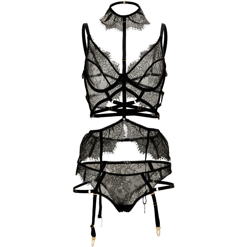 FREEDOMBEAUTY | Bunny lace lingerie splicing garter belt seduction neck underwear YL2196