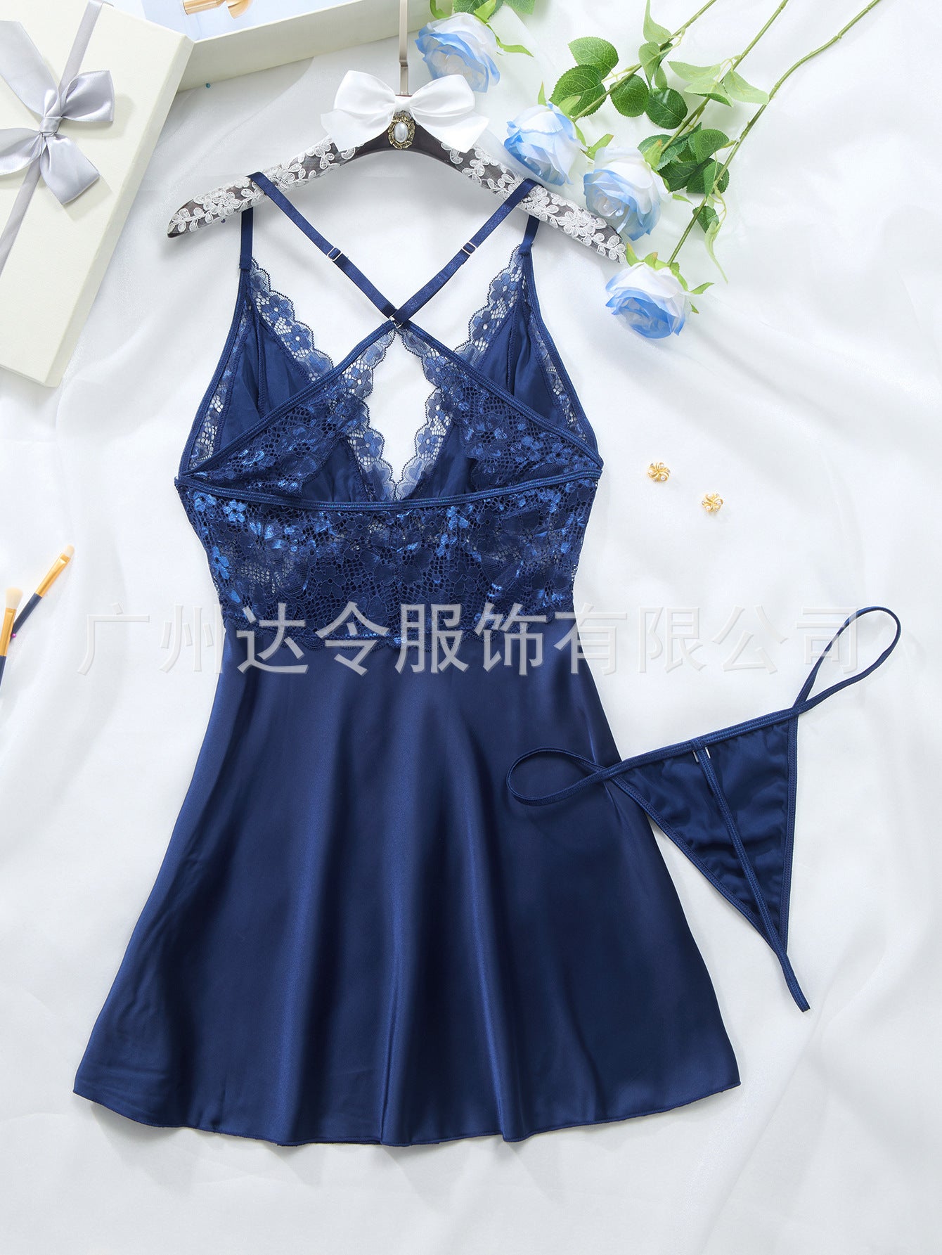 Freedombeauty | High-End Quality European and American Style Pajamas Women's Sexy V-neck Lace Suspenders Pajamas plus Size Sexy Lingerie plus Size