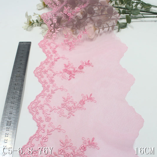 freedombeauty|Two-Color French Style Single Wave Small Flower Mesh Embroidery 16cm Curtain Sofa Cushion Lace Trim DIY Accessories