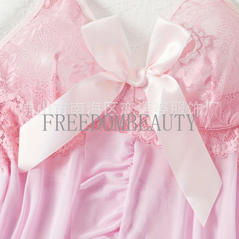 Freedombeauty | Hot Sale Sexy Suit Lightweight Mesh See-through Seductive Halter Low-Cut Sexy Nightdress