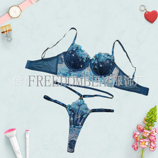 Freedombeauty | Hot Sale Fashion Embroidery New Sexy Gathered Suit Underwear Temptation Sweet Pure Desire Style Sexy Sleepwear