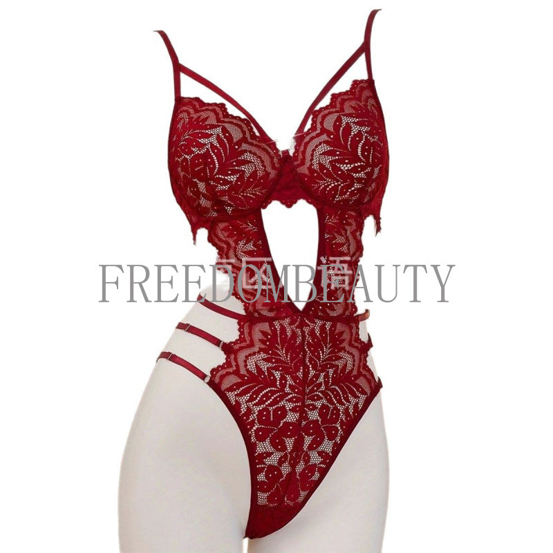 Freedombeauty | Fashion Sexy Stretch Lace Midriff Outfit Design Sweet Pure Style Sexy Jumpsuit