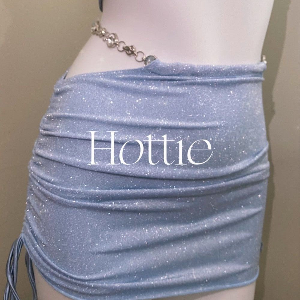 freedombeauty|Baby Blue Diamond Chain Bikini Three-Piece Set for Girls Vacation Hip-Hugging Two-Piece Swimsuit Ins Style Hot Spring