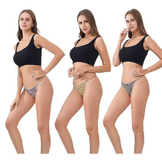 Freedombeauty | Leopard Print T-Back Women's Thin Belt Low Waist Sexy Briefs Breathable Invisible in Stock Support