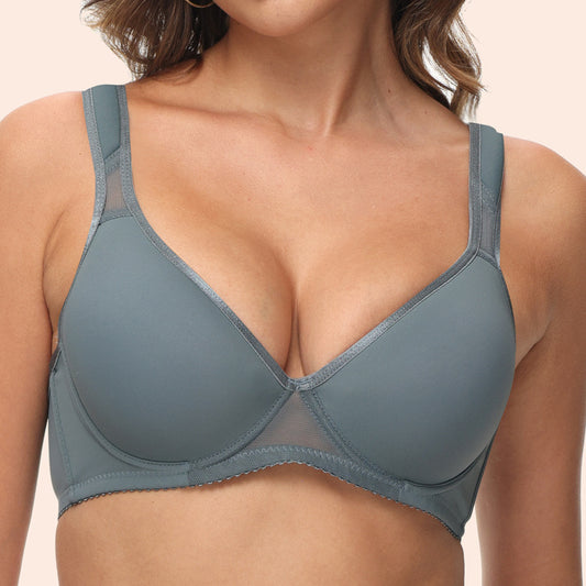 Freedombeauty | Widened Shoulder Strap Thin Cup Sponge Solid Color Summer T-shirt Bra All-Match Underwear Bra European and American 34-40bcd