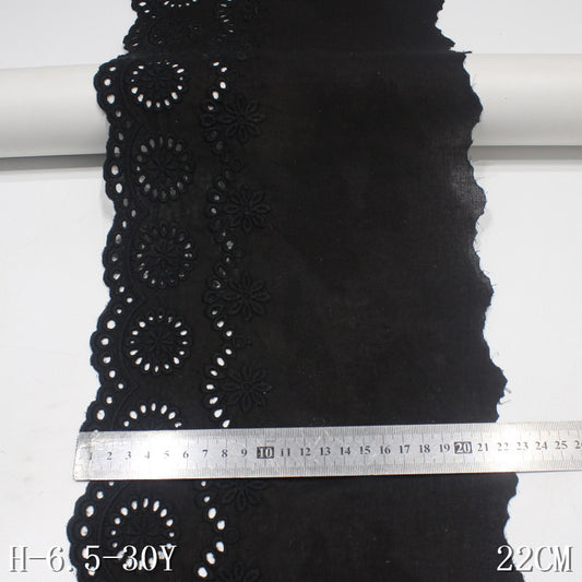 Freedombeauty | Cotton Embroidery Lace Wavy Line Edge Three-Dimensional Hollow Embroidered Black Classical Underwear Textile Accessories