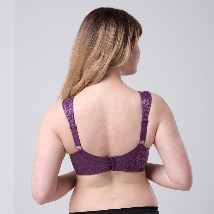 Freedombeauty | 2023 Boutique High-End New Embroidery Full Cup plus Size Bra Ultra-Thin Wireless Anti-Steel Support European and American Underwear for Women