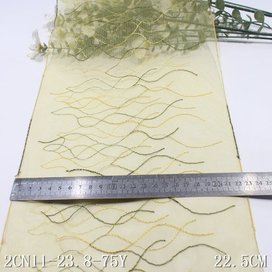 freedombeauty|Yellow Multi-Wave Line Mesh Embroidery 22cm Curtain Sofa Cushion Lace Trim DIY Accessories
