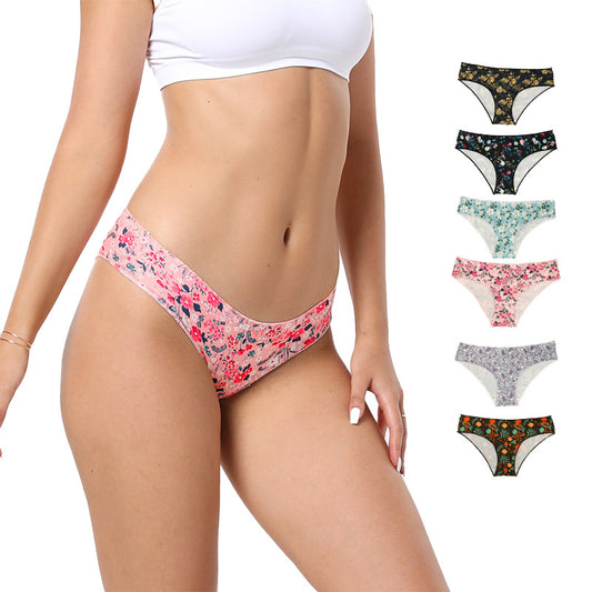 Freedombeauty | Printed Underwear Women's Cotton Bottom-Grade Low Waist Sexy Shorts Pattern Traceless Ventilation Briefs