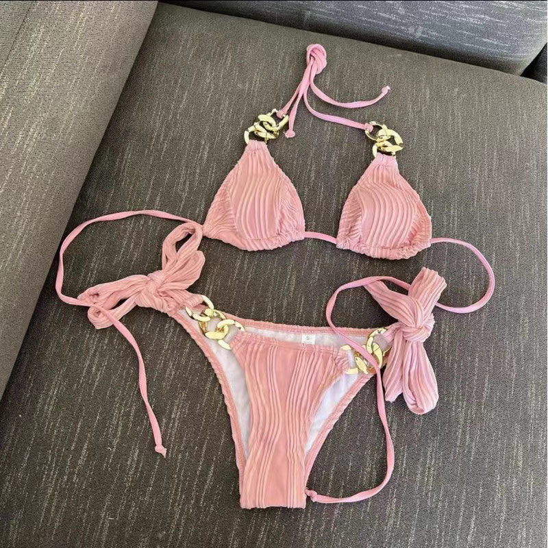 freedombeauty|[Cream Frosting] Bikini High-end Ins Sexy Two-piece Set Pure Desire Cover-up Beach Vacation Swimsuit