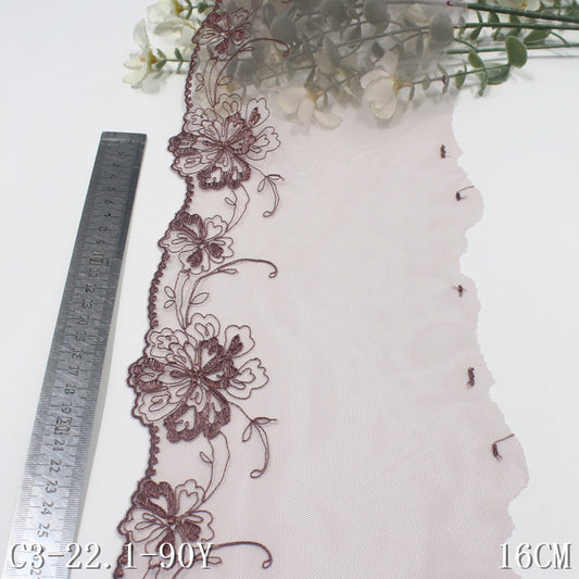 freedombeauty|Two-Color Single-Sided Vintage Floral Lightweight Stretch Embroidery 15cm Clothing Home Textile Lace Trim Accessories