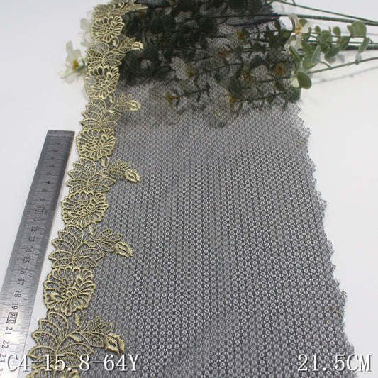 Freedombeauty | Black Lace Grenadine Unilateral Flower Embroidery Lace Clothing Home Textile 21cm Lace Accessories