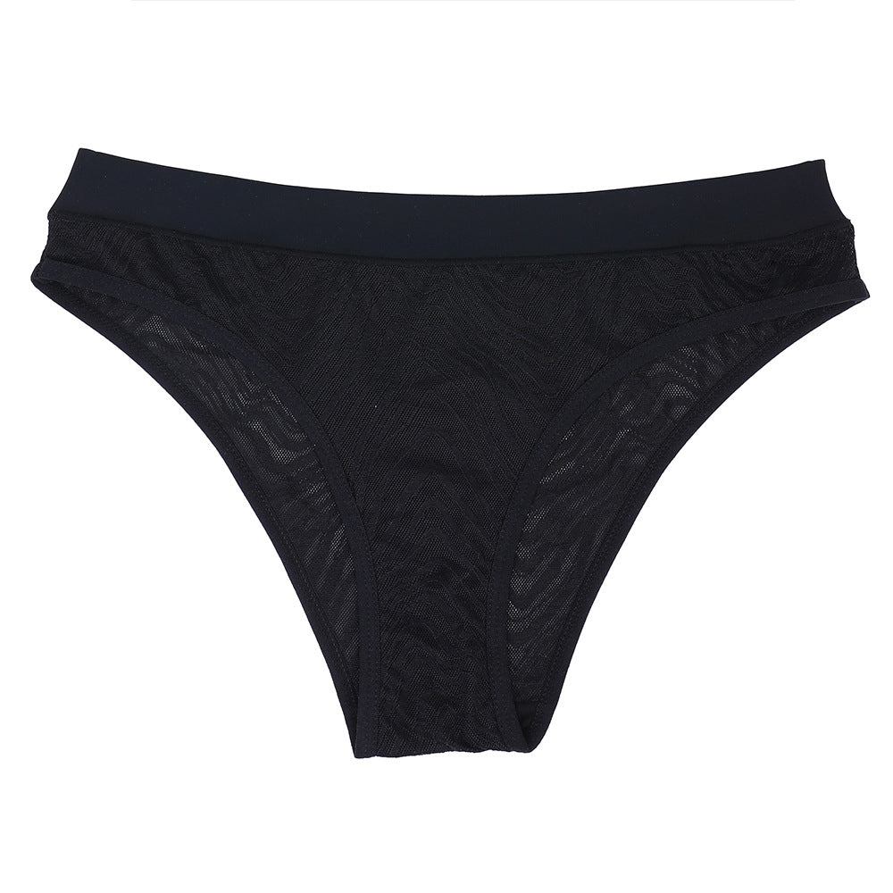 Freedombeauty | European and American Pure Desire Translucent Lace Underwear Women's High Elasticity Breathable Sexy Cotton Crotch Women's Briefs