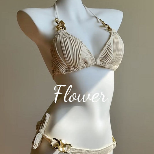 freedombeauty|[Cream Frosting] Bikini High-end Ins Sexy Two-piece Set Pure Desire Cover-up Beach Vacation Swimsuit