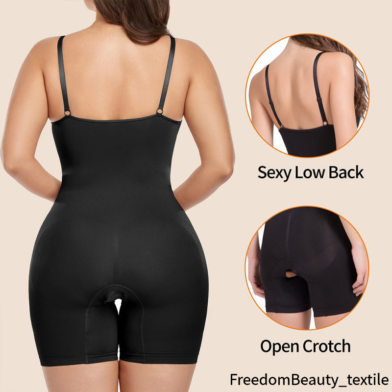 freedombeauty|One-Piece Open-Crotch Shapewear Boxer Briefs for Women, Thin Strap Shapewear, Chest and Abdomen Support, Plus Size Underwear