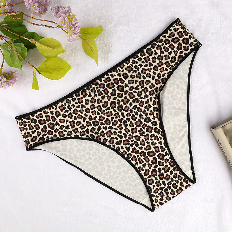 Freedombeauty | European and American New Women's Leopard Print Underwear Pure Cotton Breathable Briefs Sexy Thong T-Shaped Panties