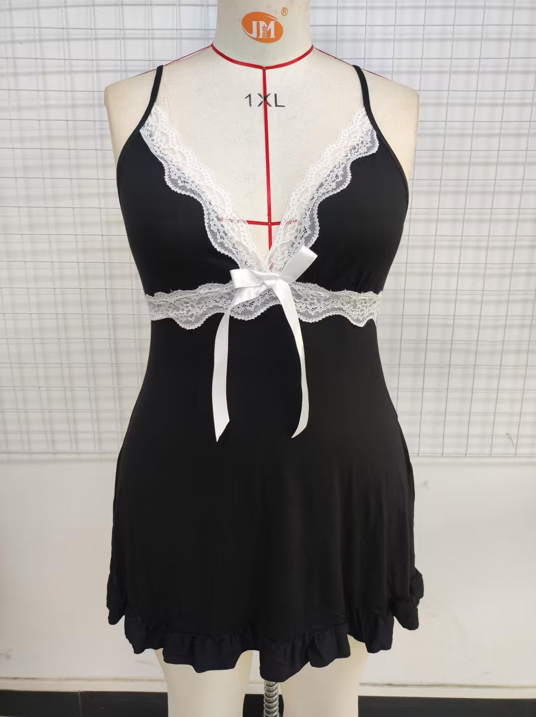 Freedombeauty | European and American Ladies Pajamas plus Size Sexy Lingerie Plussize Deep V Suspender Skirt plus Size
