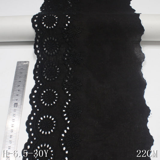 Freedombeauty | Cotton Embroidery Lace Wavy Line Edge Three-Dimensional Hollow Embroidered Black Classical Underwear Textile Accessories