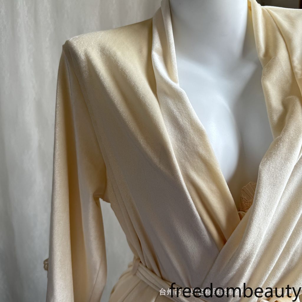 Freedombeauty | 8006 velvet nightgown, Korean velvet nightgown, lace nightgown