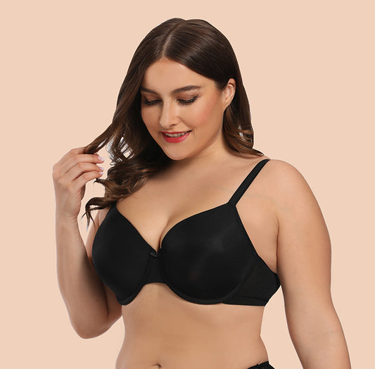 Freedombeauty | Brand plus Size Bra Glossy Thin Cup European and American Underwear Big Chest Show Mini Tie Steel Ring Bra