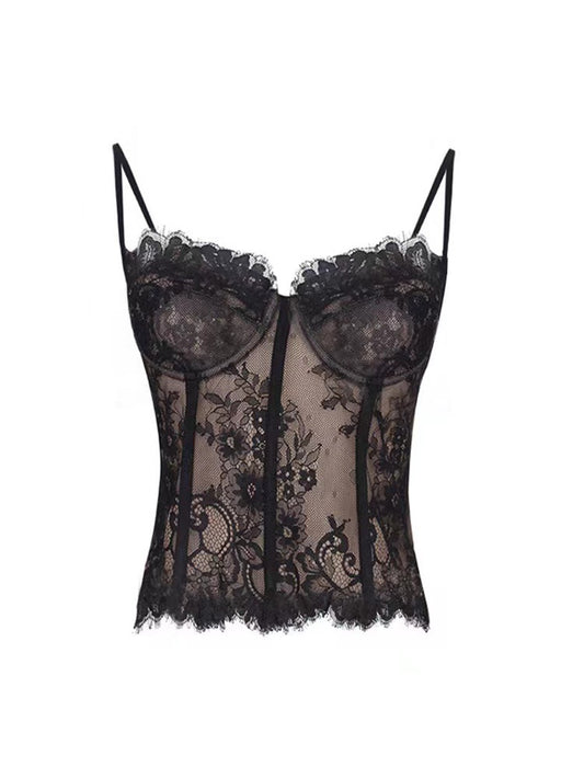 Freedombauty | new French style Fishbone lace sexy sling vest WOMEN'S slim fit slimming top inner wear