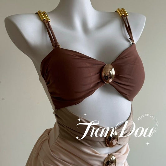 freedombeauty|[Siren's Song] High-Quality Sexy Vacation One-Piece Swimsuit for Women Bikini Long Dress Vacation Beach Summer