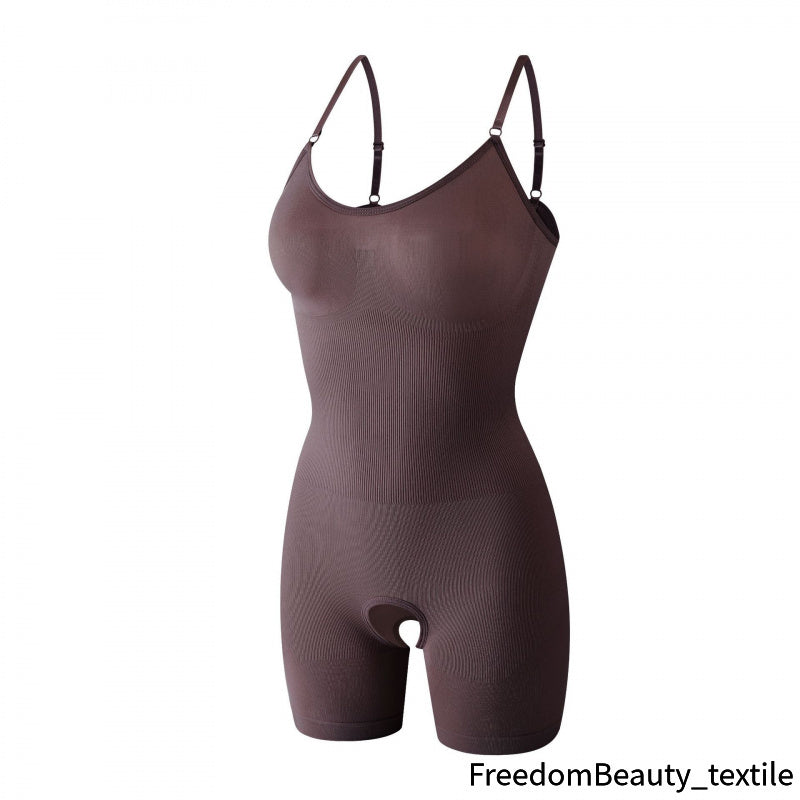 freedombeauty|One-Piece Open-Crotch Shapewear Boxer Briefs for Women, Thin Strap Shapewear, Chest and Abdomen Support, Plus Size Underwear