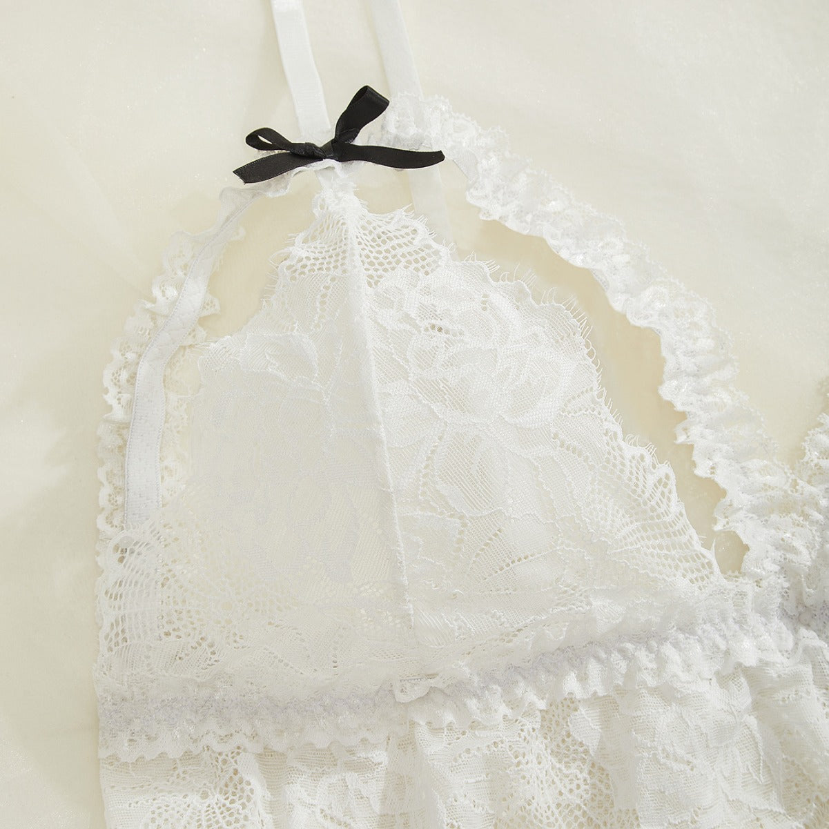 Freedombeauty | Popular Sexy Lingerie Sexy White Lace Small Bowknot French Sexy Lingerie Suit plus Size
