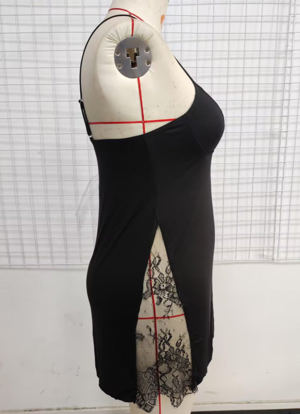 Freedombeauty | European and American Ladies Pajamas plus Size Sexy Lingerie Plussize Deep V Suspender Skirt plus Size