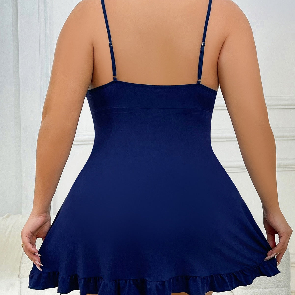 Freedombeauty | European and American Ladies Pajamas plus Size Sexy Lingerie Plussize Deep V Suspender Skirt plus Size