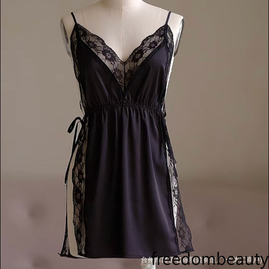 Freedombeauty | 7033 Split satin pajamas on both sides, self-designed