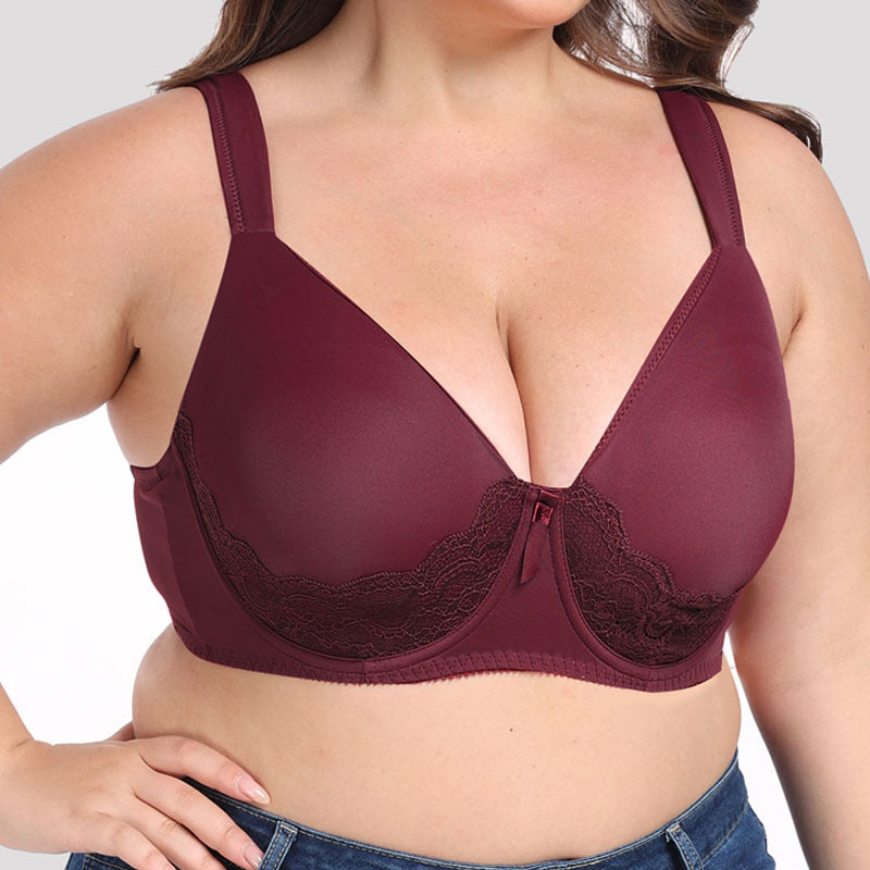 Freedombeauty | Sponge-Free Ultra-Thin European and American Full Cup Wide Shoulder Strap plus Size Bra CD Cup Big Chest Slimming Underwear for Plump Girls
