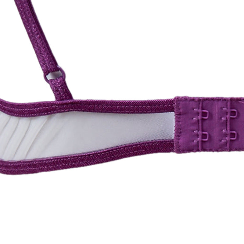 Freedombeauty | FJ286 Cross-Border Steel Rim Flash Shoulder Strap Showcase Purple Embroidered Bra Irregular Low Waist Crotch Pants Set