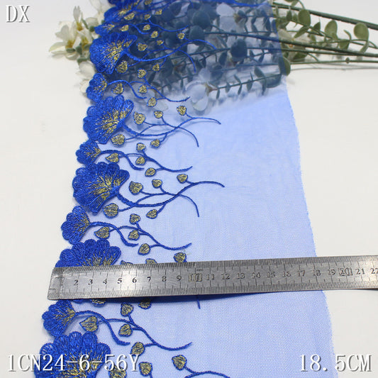 freedombeauty|Two-tone Single-sided Vintage Gold Thread Flower Embroidery Trim Curtain Sofa Cushion Lace Trim DIY Accessories