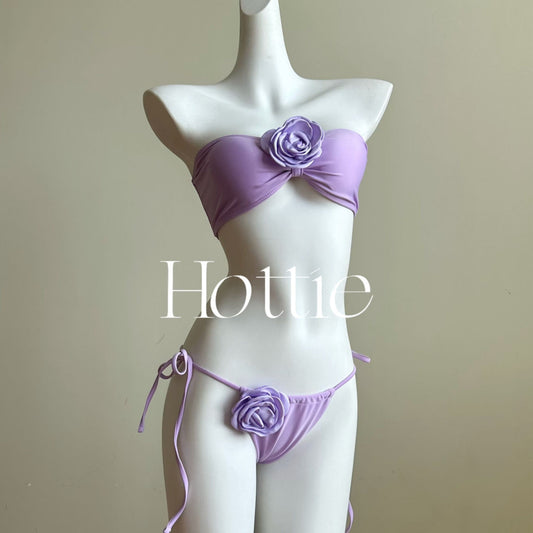 freedombeauty|[Drunken] High-Quality Vacation Sexy Beach Two-Piece Swimsuit Women Bikini Three-Piece Set Purple Brightening