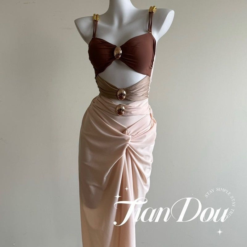 freedombeauty|[Siren's Song] High-Quality Sexy Vacation One-Piece Swimsuit for Women Bikini Long Dress Vacation Beach Summer