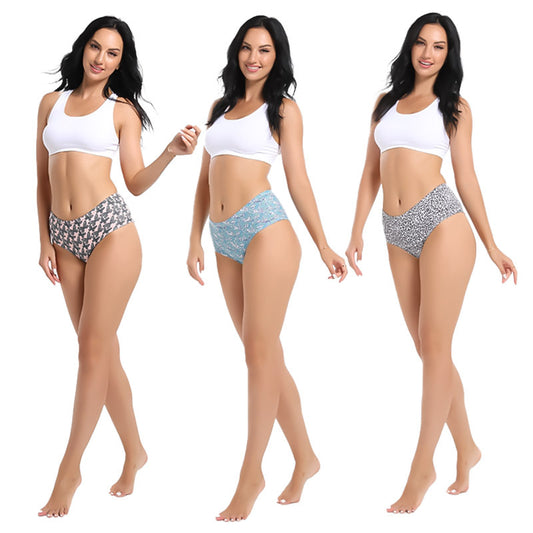 Freedombeauty | New Printed Underwear Women's Sweet and Comfortable Butterfly Pattern Cotton Bottom Grade High Waist Shaping Briefs