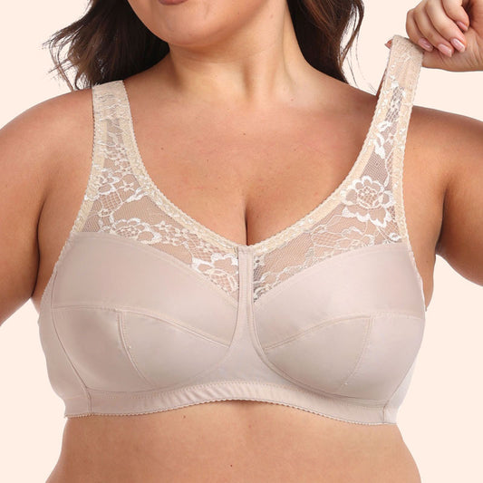 Freedombeauty | Fine Brand Ultra-Thin Bra plus Size Underwear Transparent Lace Wide Shoulder Strap Big Chest Show Small Can Change Mark