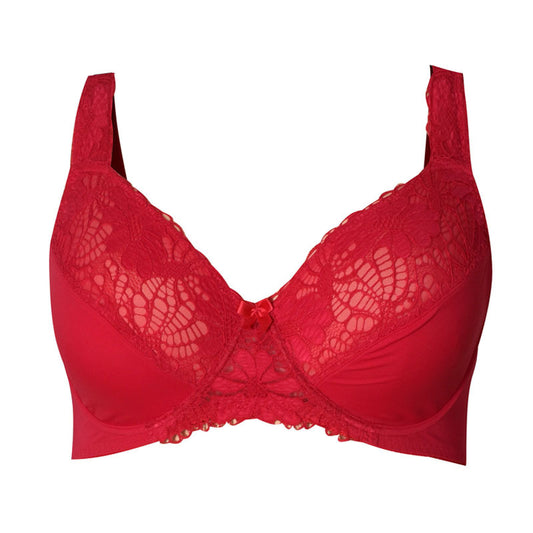 Freedombeauty | Big Chest with Steel Ring and Small Push up Red plus Size Underwear for Birth Year Ultra-Thin Lace Bra 85d-105f