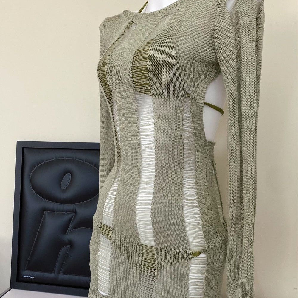 freedombeauty|[Bean Green] New 2023 Sexy Girl Sexy Two-Piece Cover-Up Bikini Swimsuit Set Small Chest Slimming Cover-Up