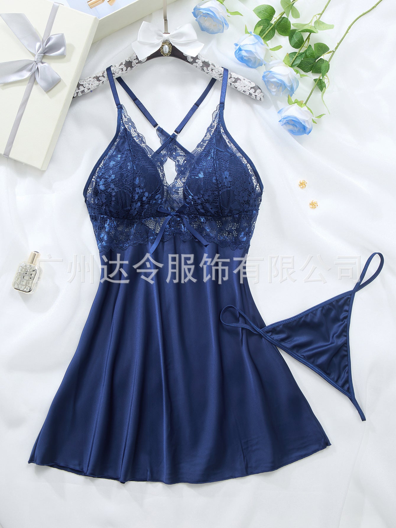 Freedombeauty | High-End Quality European and American Style Pajamas Women's Sexy V-neck Lace Suspenders Pajamas plus Size Sexy Lingerie plus Size