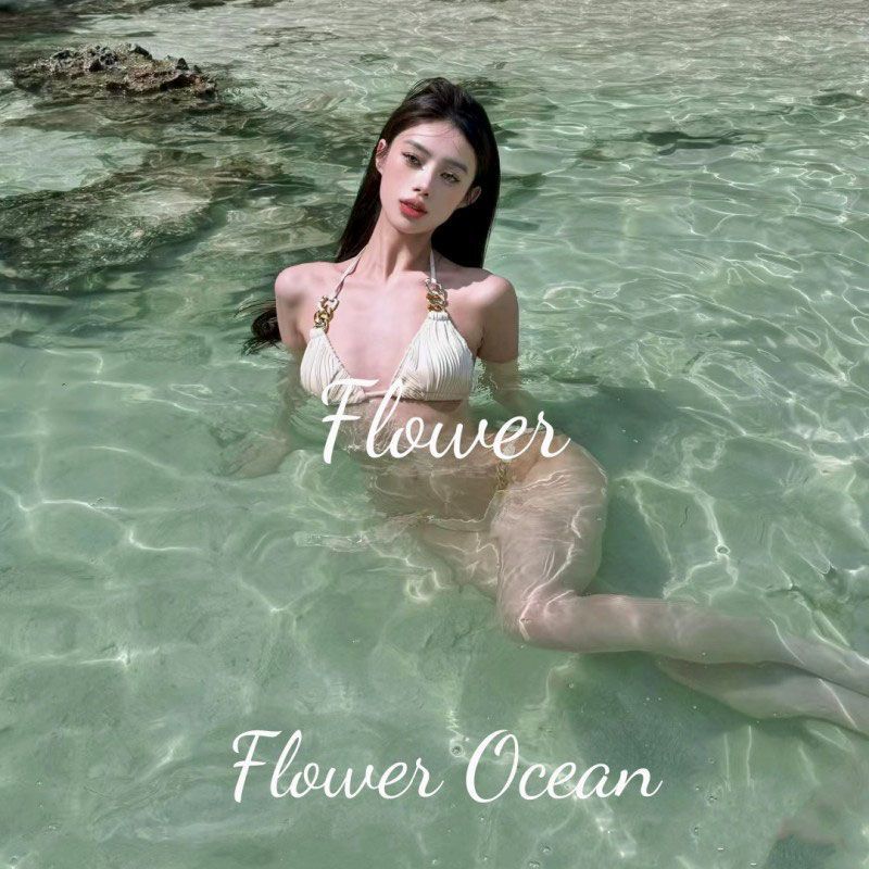 freedombeauty|[Cream Frosting] Bikini High-end Ins Sexy Two-piece Set Pure Desire Cover-up Beach Vacation Swimsuit