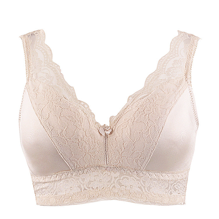 Freedombeauty | Export Bra Lace Edge Vest Underwear Insert Gathered Wireless European and American Bra