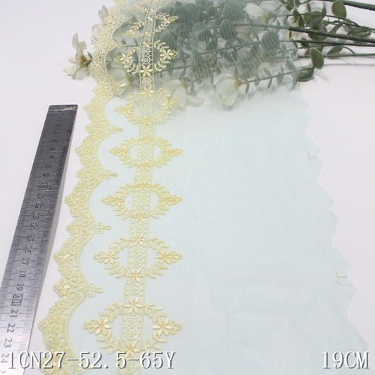 freedombeauty|Two-tone Single-sided French Delicate Wreath Mesh Embroidery Curtain Sofa Cushion Lace Trim DIY Accessories